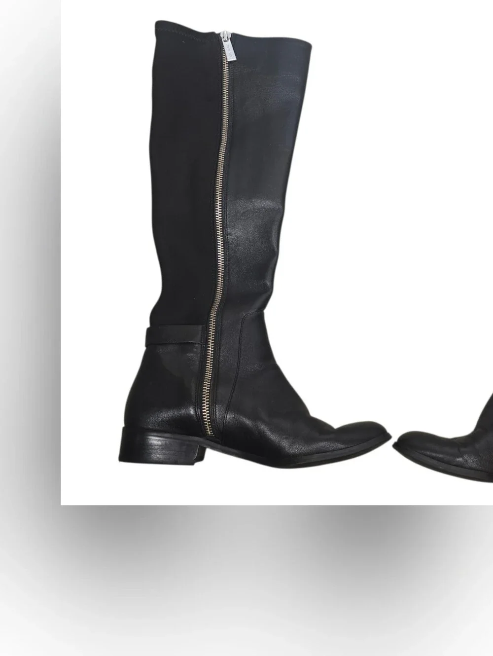 MICHAEL KORS Hamilton Stretch Black Leather Boots Knee High Riding Zip Size 6M